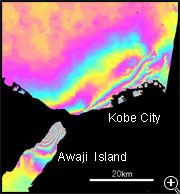 SAR interferogram showing the crustal deformation caused by the South Hyogo Prefecture Earthquake